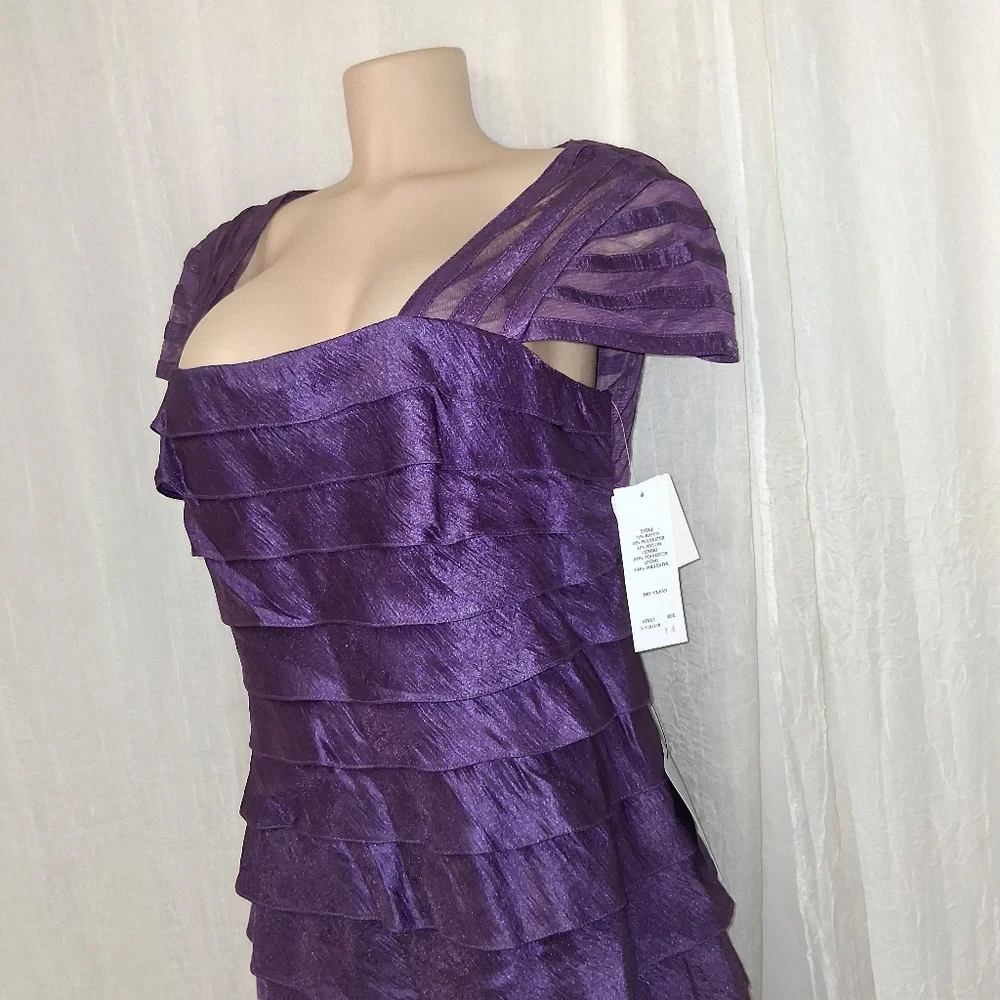 Adrianna Papell New  Rich Purple Layered Mini Dress - Picture 11 of 16